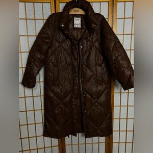 Abercrombie & Fitch Dark chocolate Brown Puffer Coat, oversized